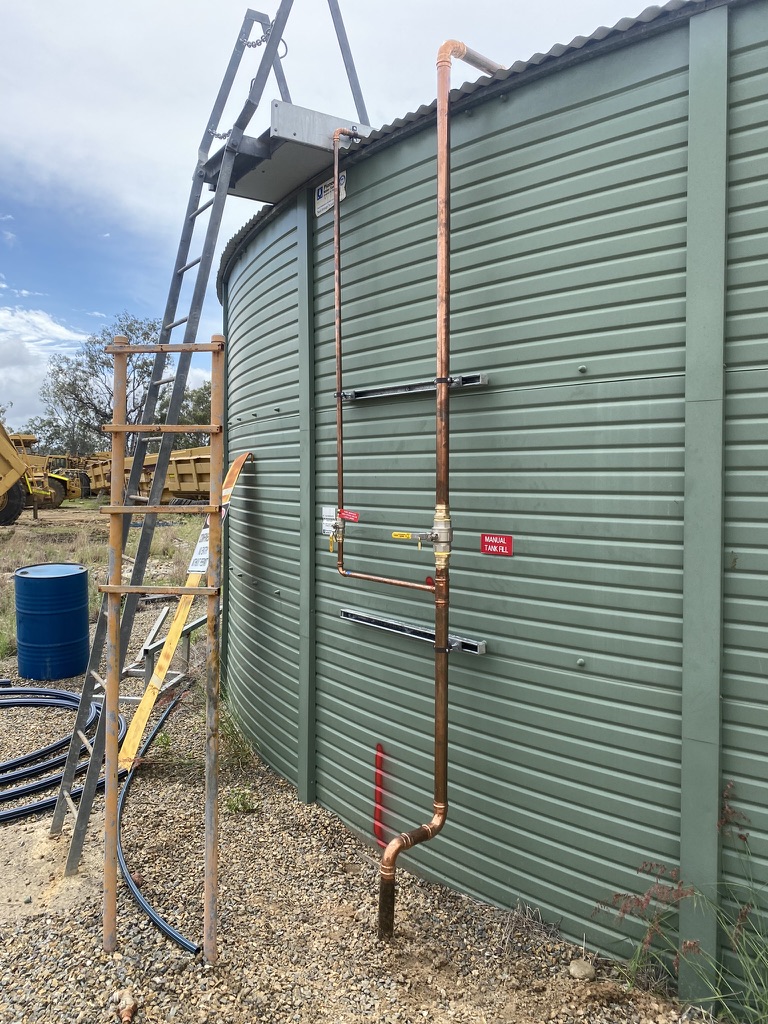 Copper tank-fill pipework installed at Salmon Earthmoving in Nebo
